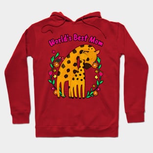 ❤️ World's Best Mom, 🦒 Giraffe Mother and Child Hoodie